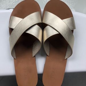 Gold JCrew slide sandals